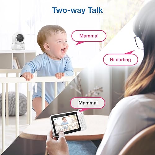Miniatura 8 de VTech Monitor de video para bebés con 3 cámaras, pantalla LCD de 5 pulgadas, video de hasta 17 horas y batería de audio de 31 horas, visión