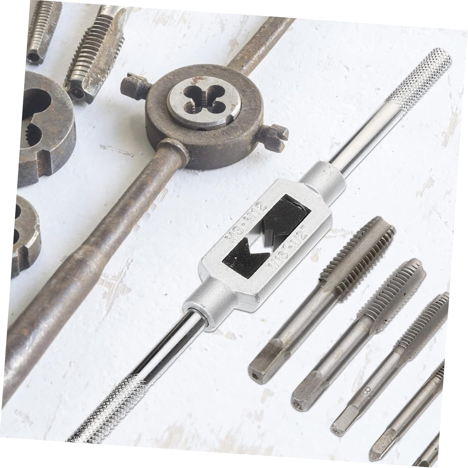 VILLCASE 1Set Screw Thread Tap Set Die Tool Kit for Machine Hand Tapping Precision Threading Tools for Automotive and Furniture Repair and Design Opp Bag Packaging