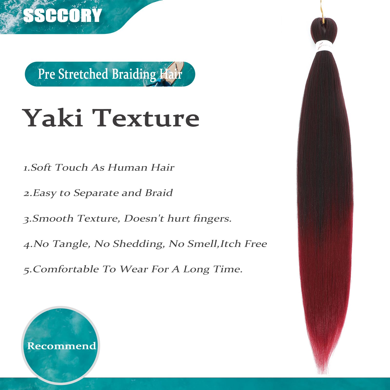 36 Inch Pre Stretched Braiding Hair,6 Packs Soft Yaki Texture EZ Braid for Box Braids Hot Water Setting Synthetic Fiber Hair Extensions(TBUG) - Image 2