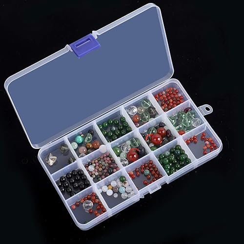 Miniatura 4 de KINJOEK Paquete de 10 contenedores organizadores de cuentas de plástico con 15 rejillas, separadores ajustables, caja de almacenamiento de pintura