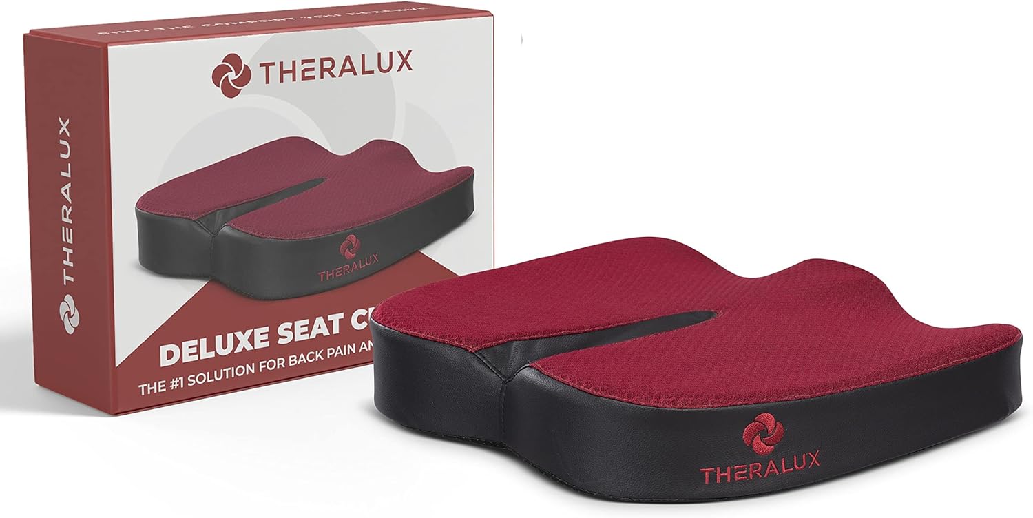 THERALUX Deluxe Sciatica Pillow for Sitting Pain Relief Memory Foam