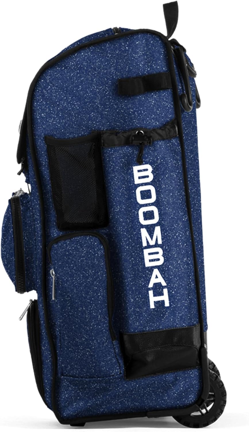 Boombah Rolling Superpack Baseball/Softball Gear Bag - Telescopic Handle - Holds 4 Bats - Wheeled Version - Solid Glitter - Multiple Color Options