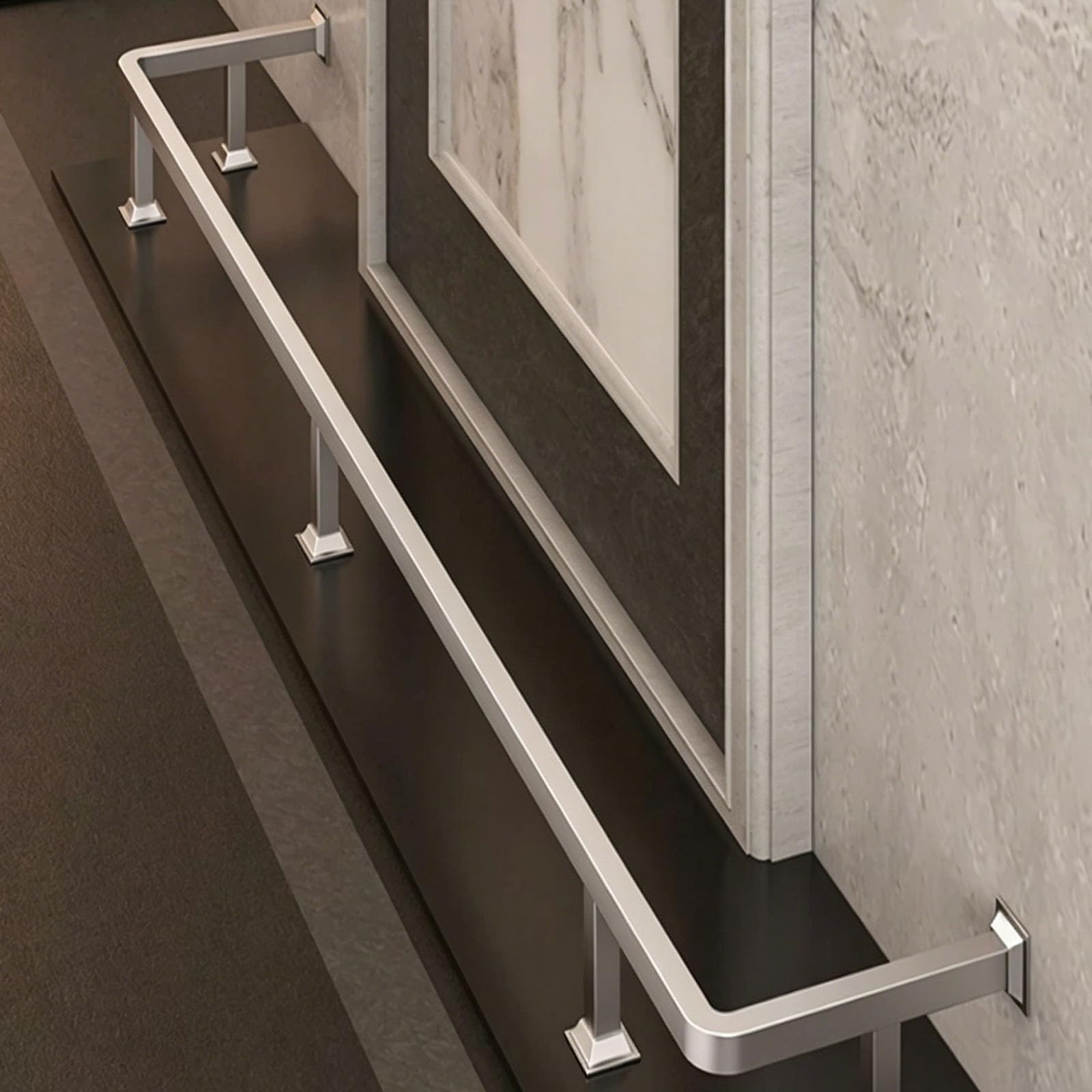 HDYZJQ Wall Mount Bar Foot Rails for Kitchen Island, Restaurant Undercounter Stainless Steel Foot Support Rod, Indoor & Outdoor Generic Bar Stool Railing(Silver,200cm/6.6ft)