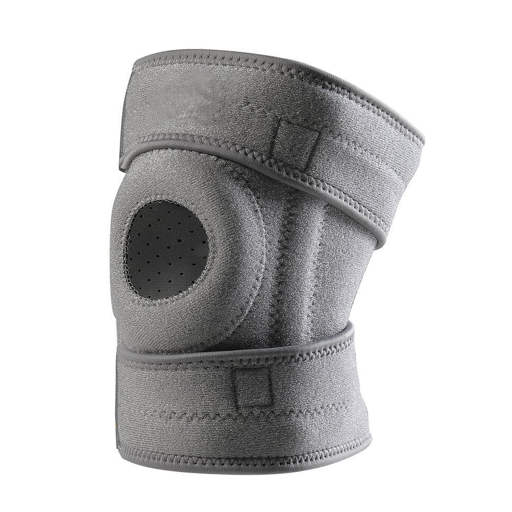 Knee Support Brace - GWCLEO High Quality Neoprene Open Patella Fully Adjustable - Compression Sleeve Knee Pad - Perfect For Training, Arthritis, Strains(Gray)