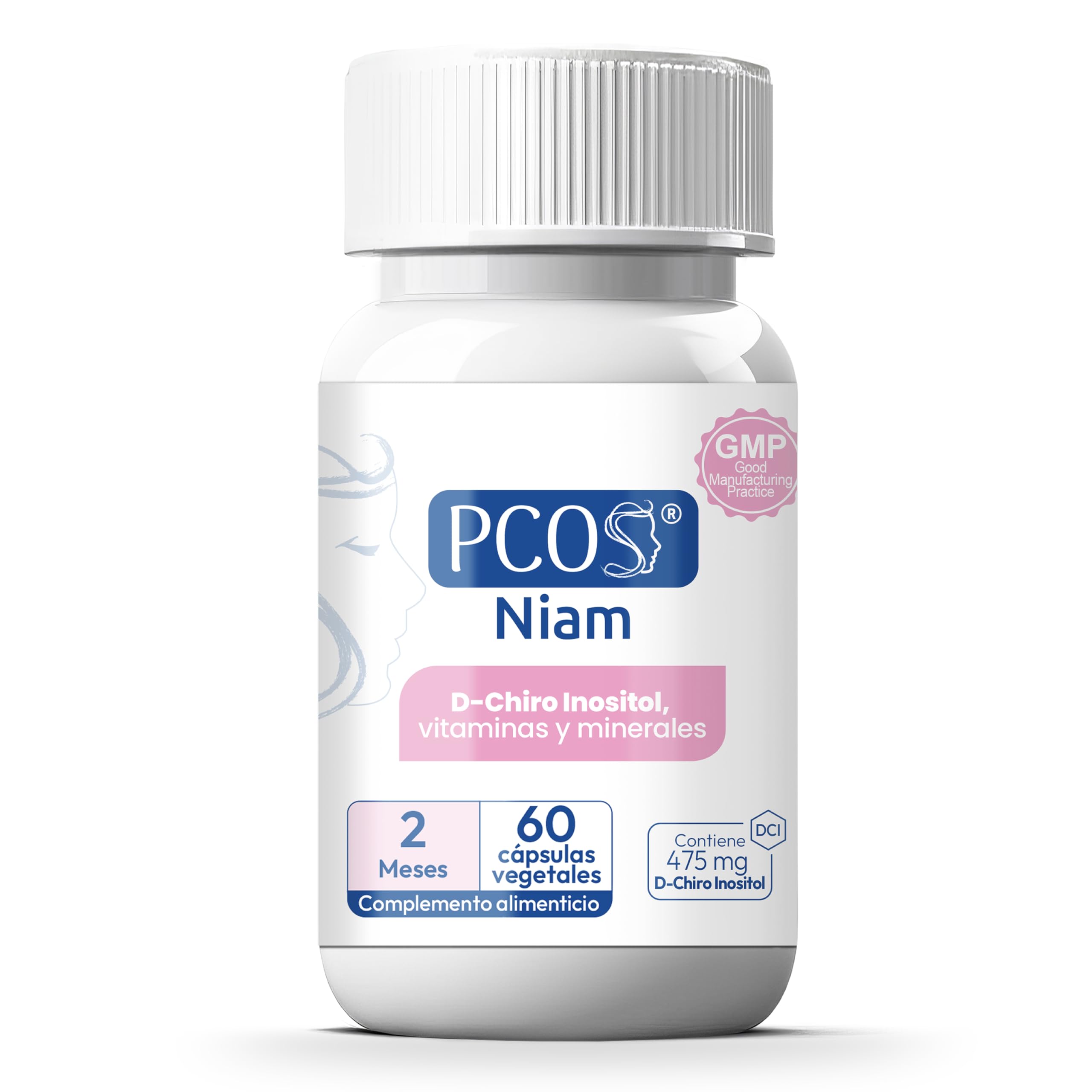[60 cáps] PCOS NIAM | Para 2 meses | D-Chiro Inositol SOP | Con Ácido Fólico, Biotina, Vitamina B12, B6 y D3 | Suplemento Ovarios Poliquísticos | Regulación Hormonal | Ácido fólico, biotina y vitaminas B6, B12 y D3 | Suplemento Ovarios Poliquísticos | 60