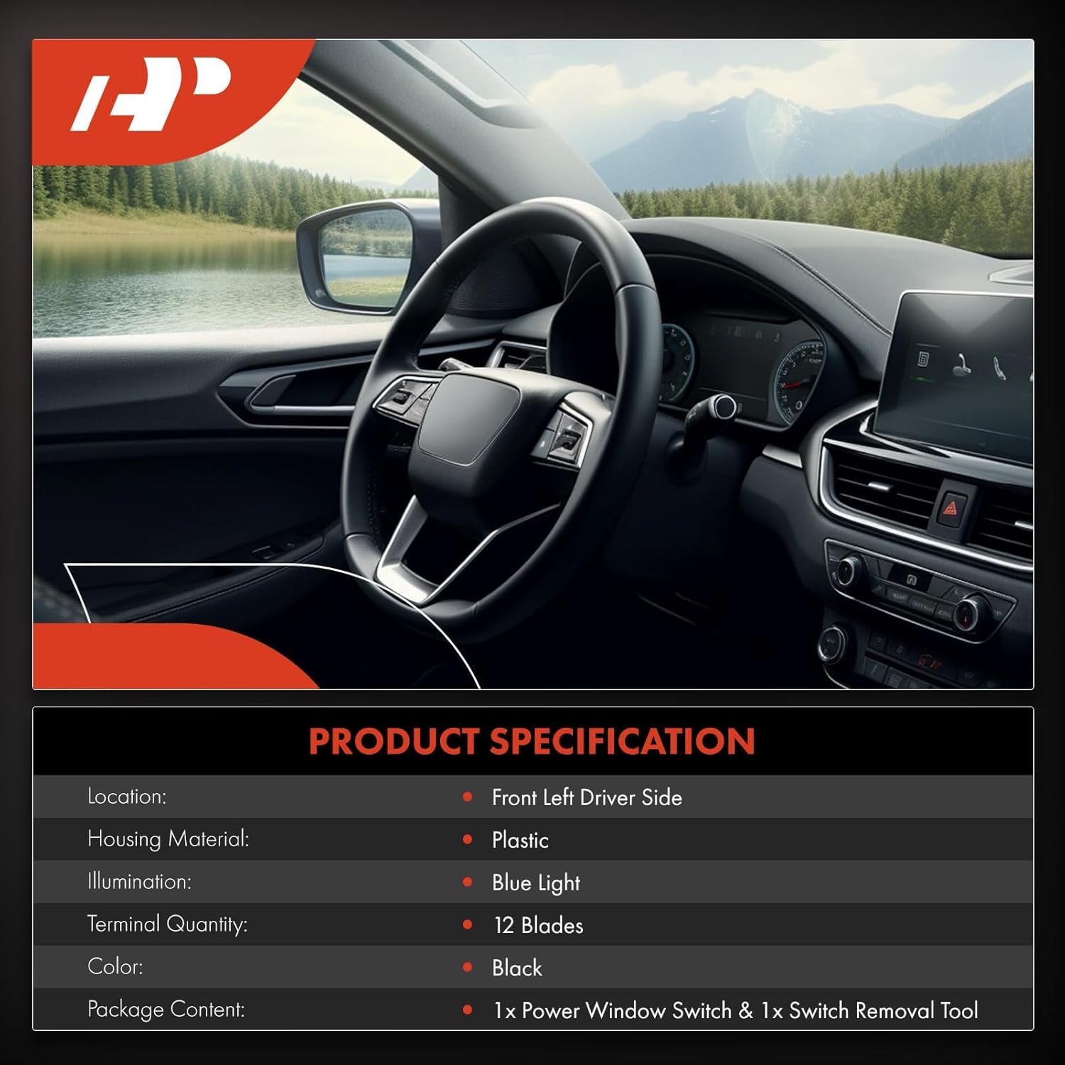 A-Premium Master Power Window Switch Compatible with Nissan Altima 2008-2013 Coupe, Front Left Driver Side, With Driver and Passenger Auto Down