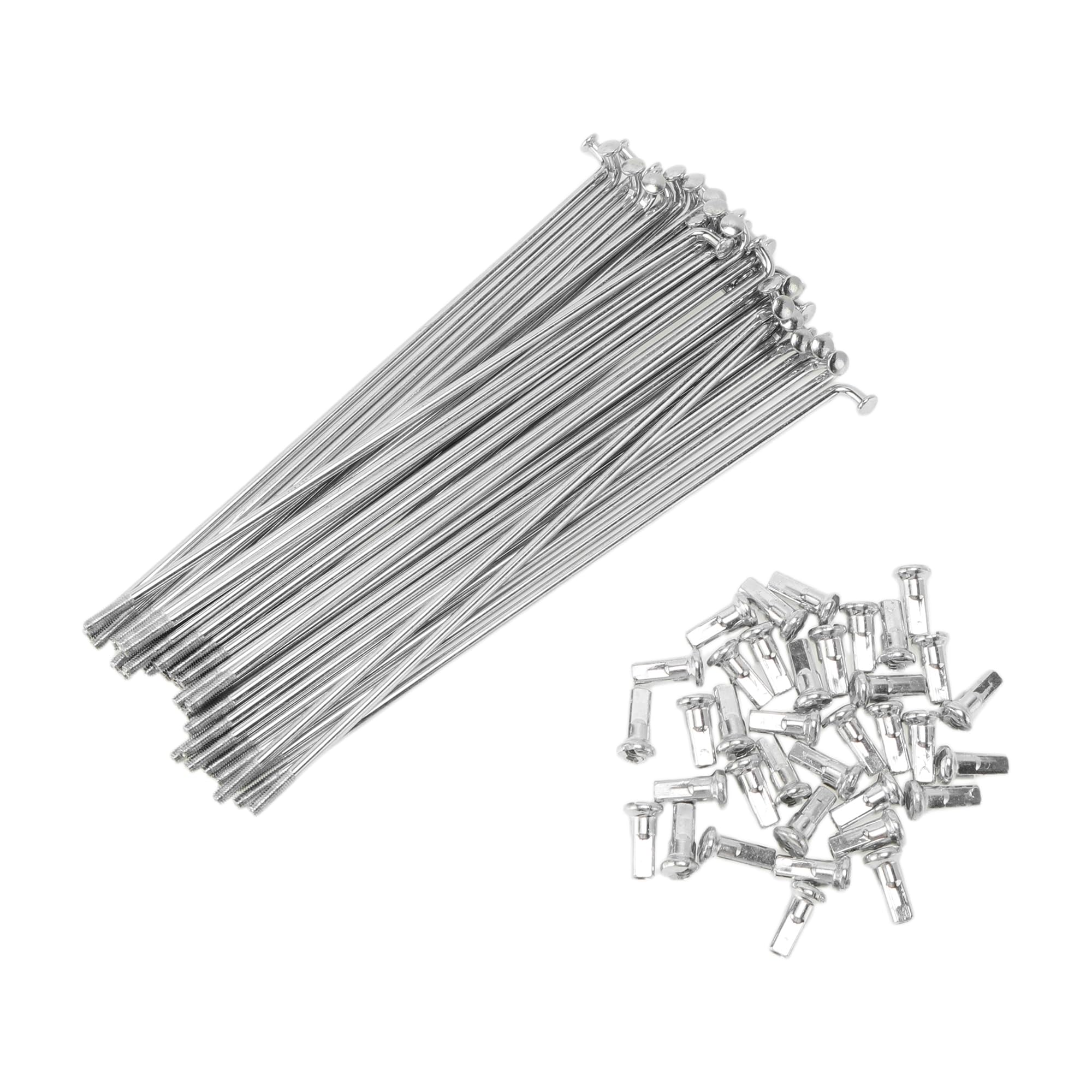 Motoforti 36 Set 12G Bicycle Spokes 139mm Bike Wheel Spokes 45 Steel Galvanized Silver Tone