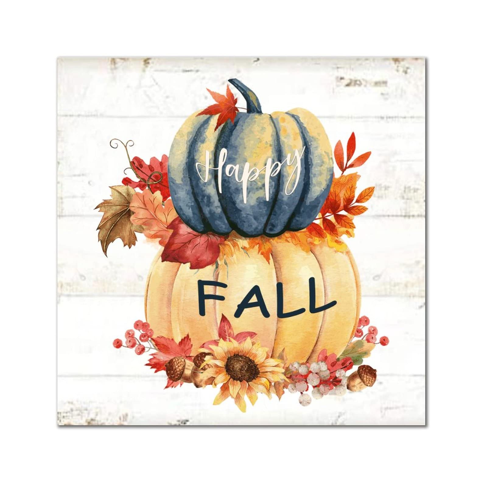 Panneau bois Happy Fall décoration automne citrouille salon