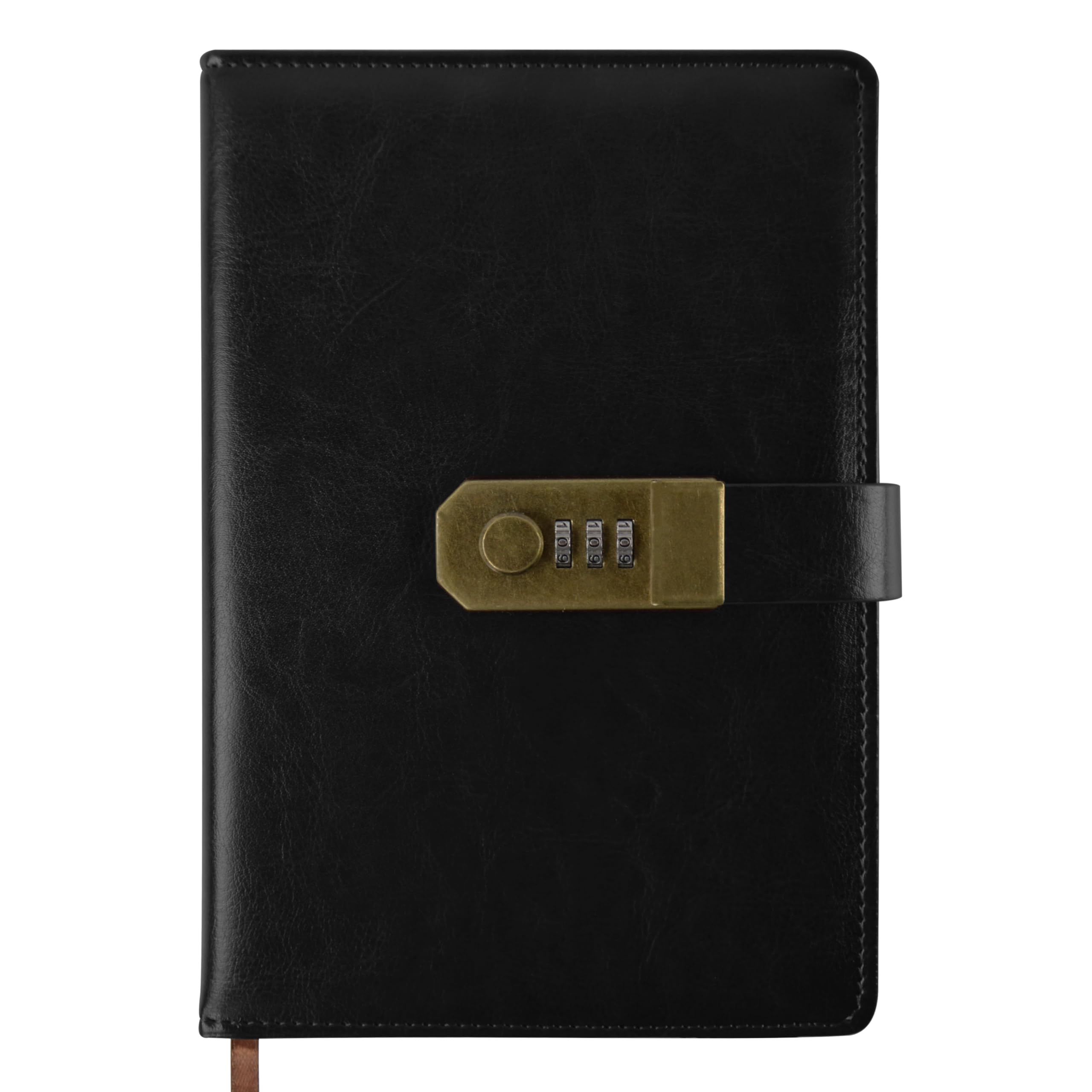 Diary with Lock, A5 PU Leather Diary with Code 200 Pages, 100Gsm Paper, Vintage Reading Journal Diary with Lock for Women & Men, (Czarny)
