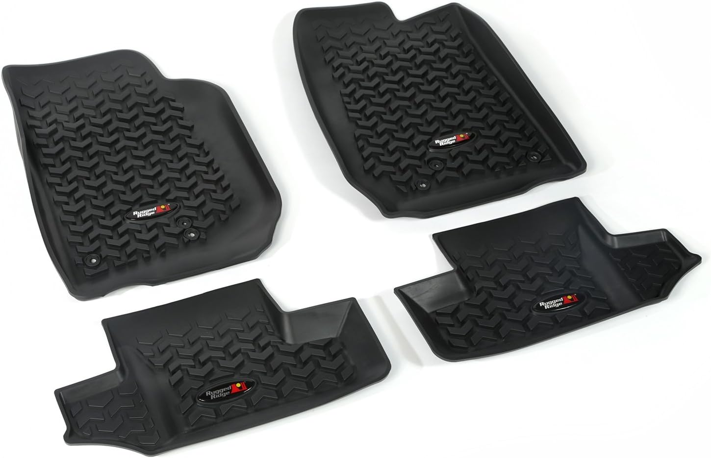 Floor Liner Set for Jeep Wrangler JK | Front & Rear, 4-Piece Set, Black | 12987.03 | Fits 2007-2018 Jeep Wrangler JK 2-Door