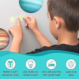 LUMOSX Glow in The Dark Stars and Planets - 534 pcs with Constellation E-Book | Solar System Wall Decal, Planet Wall Decals, Space Wall Stickers, and Space Wall Decals for Kids Room Decor (Green)