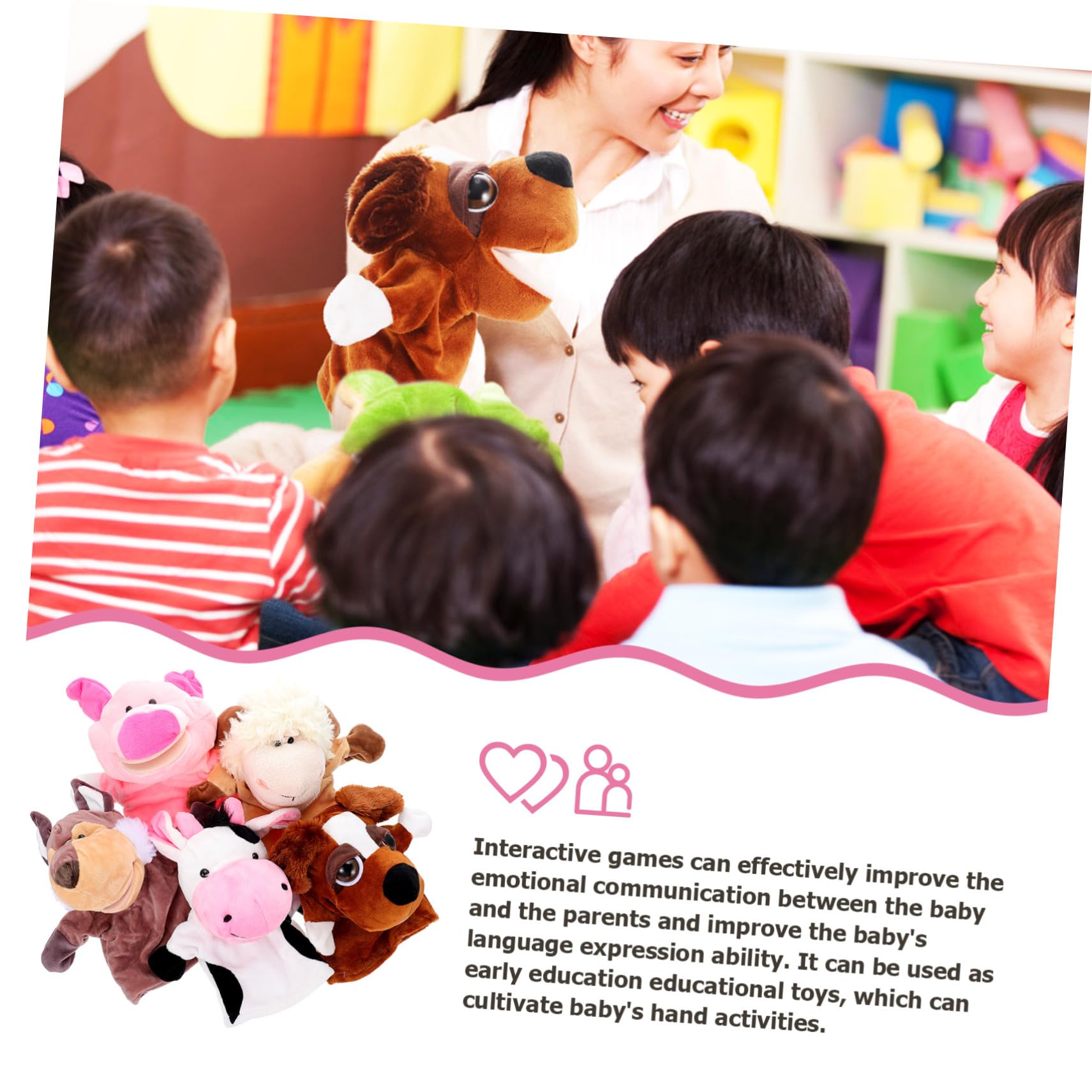 5 Piezas Marionetas de Mano de Animales Suaves Juguetes para Interactivo Propiedades para Padres Hijos
