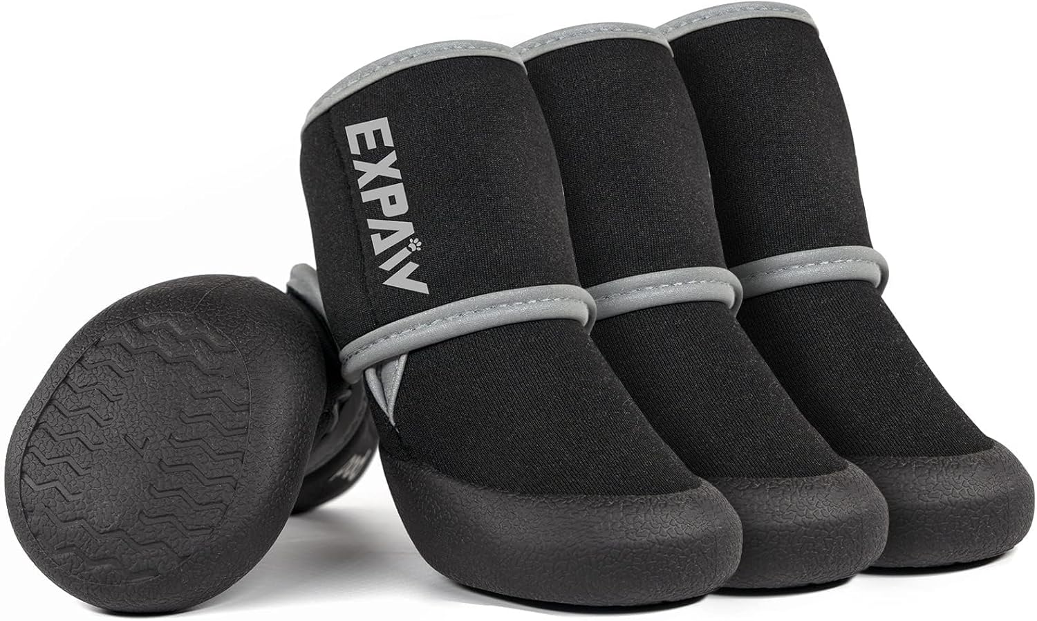 EXPAWLORER Waterproof Dog Shoes for Small Medium Large Dogs, Dog Shoes for Cold Winter, Hiking Walking, Reflective Dog Booties for Outdoor Snow Rain Days, Anti-Slip Dog Boots & Paw Protectors Black L