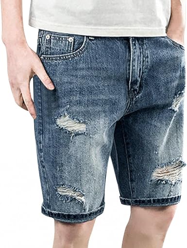 Men's Casual Ripped Denim Shorts Washed 