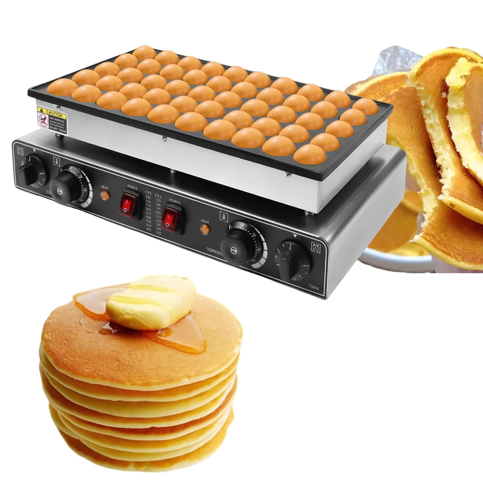 Mini máquina para Hacer panqueques, Temporizador de 0 a 5 Minutos y Temperatura Ajustable de 50 a 300 ℃, máquina eléctrica Antiadherente para Preparar desayunos rápidos.,