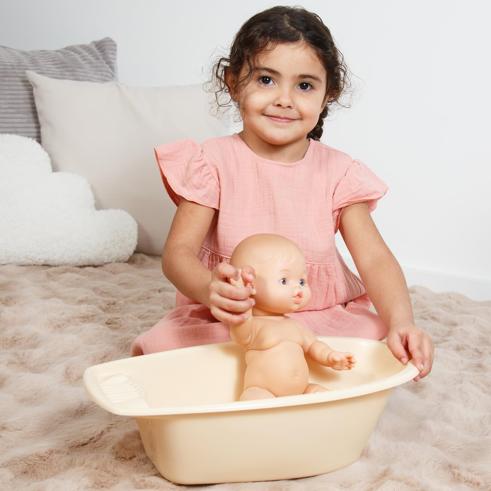 Heless 922 - Baignoire pour poupée en Beige, Dimensions env. 41 x 23 x 13 cm, pour s'amuser dans Le Bain avec Les poupées