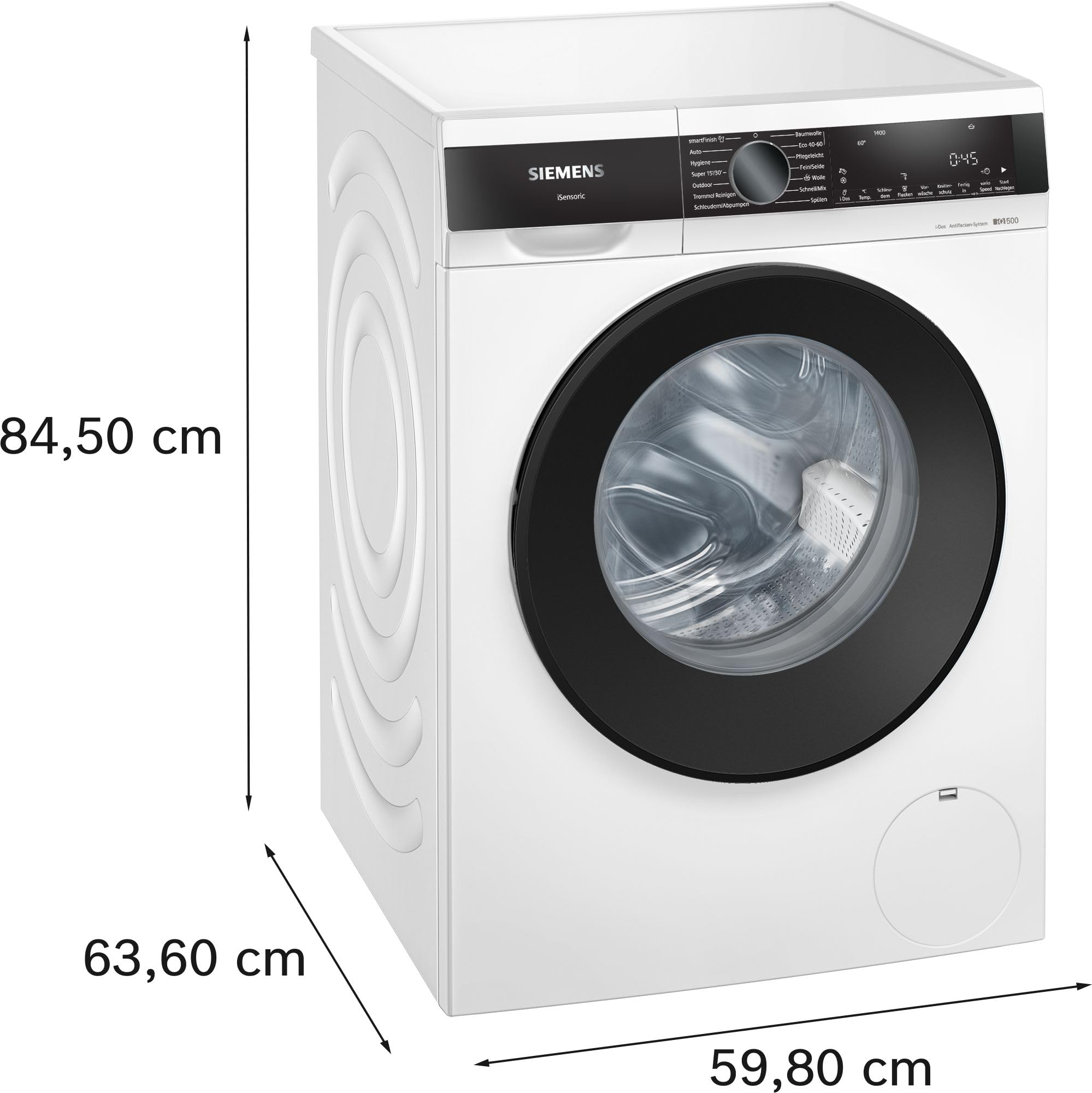Siemens iQ500 WG44G2F41 Waschmaschine 9 kg 1400 UpM automatische Fleckenentfernung smartFinish varioSpeed i-Dos aquaStop Weiß