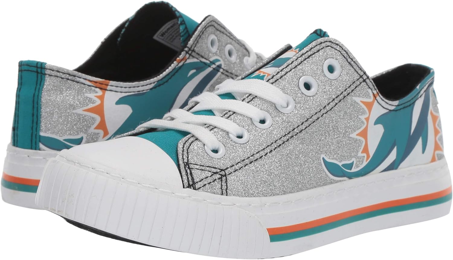 FOCO Miami Dolphins NFL Womens Glitter Low Top Canvas Shoes - 9 - Image 6