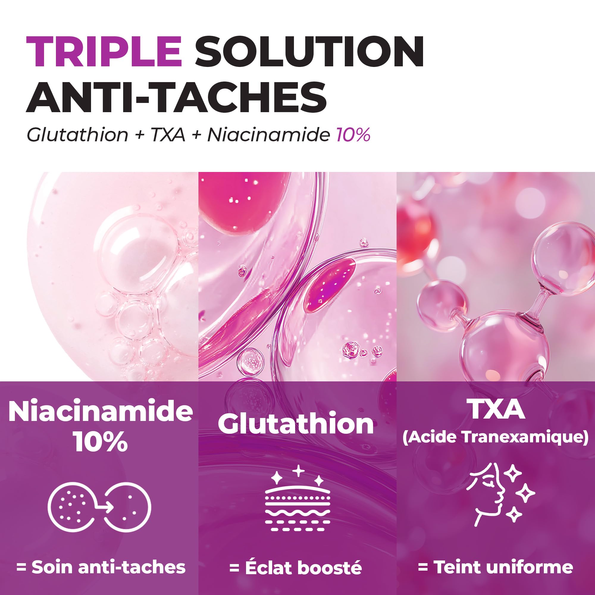 JUMISO Sérum anti-taches brunes 10 % niacinamide - TXA + glutathion - Sérum éclaircissant pour le visage pour un usage quotidien - Gel d'eau sans boulochage - Aide à unifier le teint de la peau