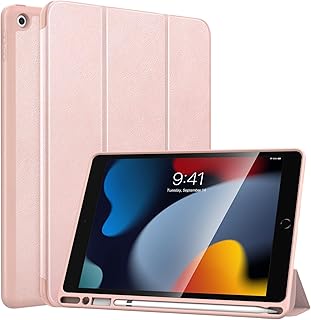 VIATO Case Fit New iPad 9th Generation 2021 / 8th Gen 2020 / 7th Gen 2019 with Apple Pencil Holder, iPad 10.2 Case, Slim Lightweight Smart Shell Stand Cover Case, Auto Wake/Sleep,Rose Gold