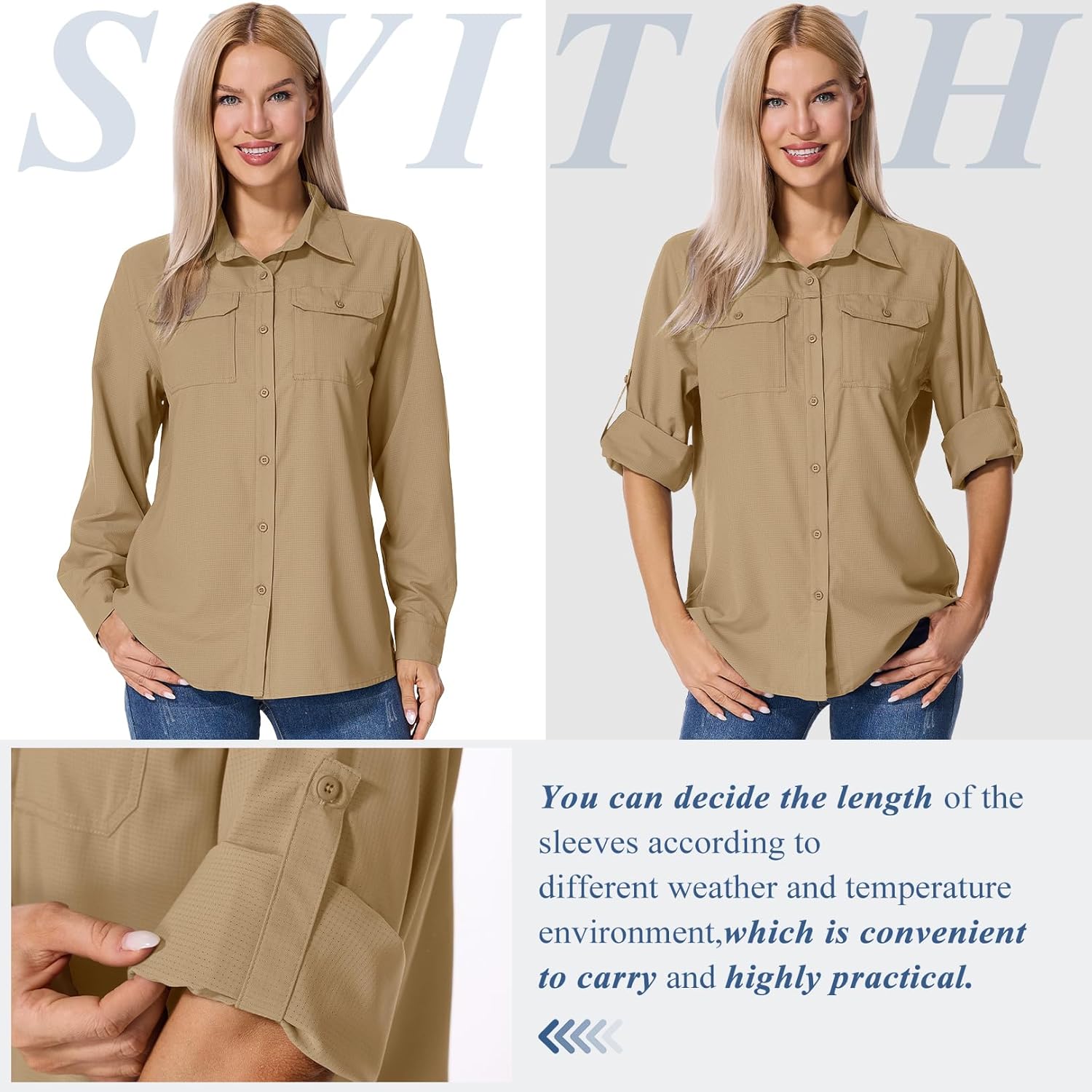 Jessie Kidden Womens UPF 50+ UV Sun Protection Safari Shirts Long Sleeve Outdoor Cool Quick Dry Fishing Hiking Shirts - Image 6