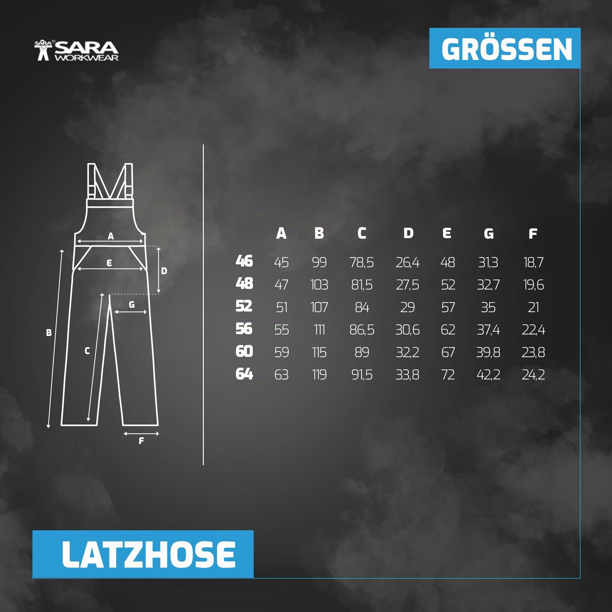 SARA Arbeitshosen Männer Stretch - Latzhose Herren Arbeitshose mit Kniepolstertaschen - Arbeitslatzhosen Männer für alle Jahreszeiten