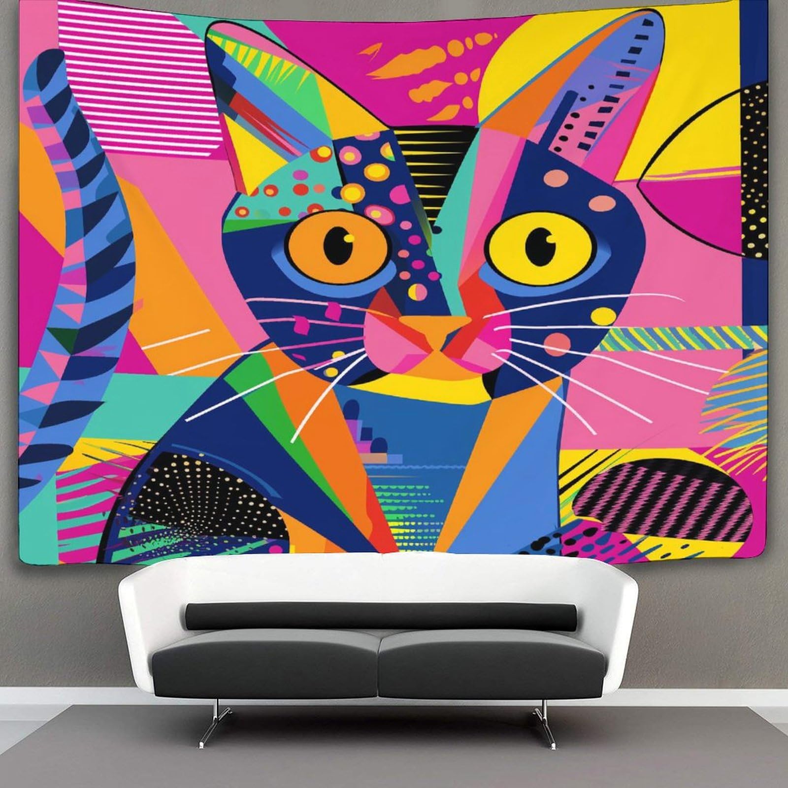 kaiyun Cute Cat Tapestry Wall Hanging,Cartoon Animals for Bedroom Decor Birthday Party Celebration Or Garden Backdrop 130cmx150cm