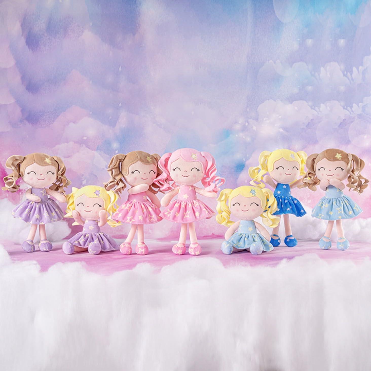 Gloveleya Baby Doll Girl Gift – Soft Plush Princess Doll with Pink Star Dress, Snuggly First Baby Doll for Girls, Stuffed Animal Plush Toy for Toddlers, Birthday Gift, Christmas Galaxy Series