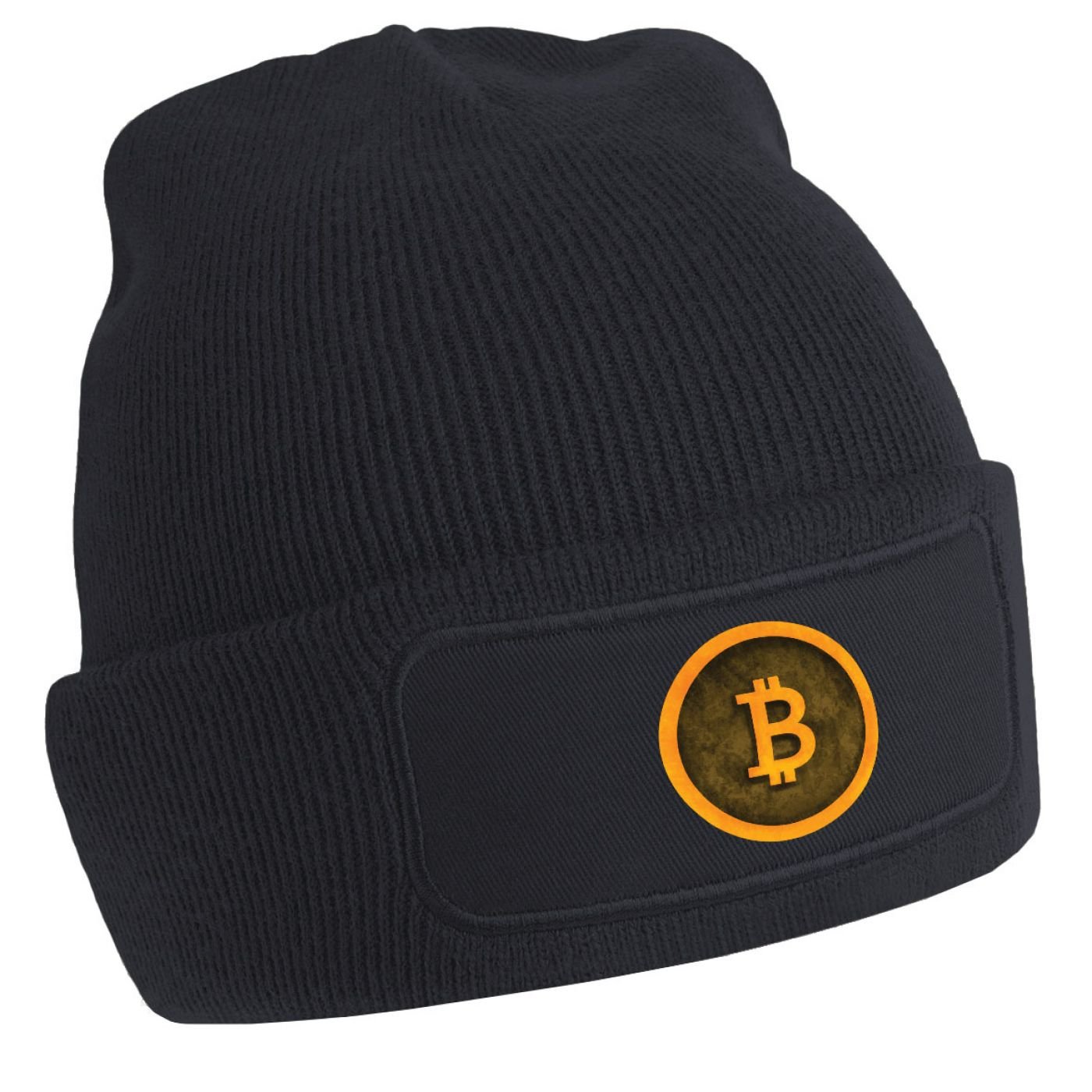 Geeky Headwear By Big Mouth Unisex Black Bitcoin (Yellow) Beanie Hat - Beanie