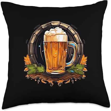 Funny Keg of Beer Cool Keg Hops and Draught Beer Costume Lovers Throw Pillow