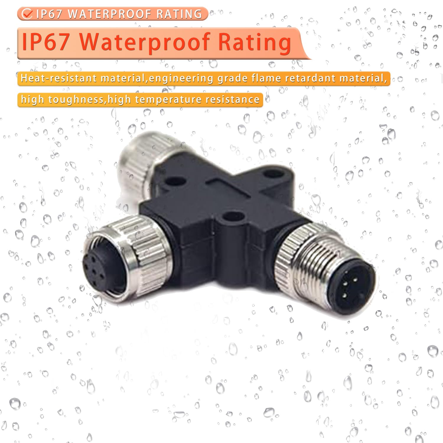 2 Pcs Ethernet M12 Connector, Field Wireable Waterproof Straight 4 Pin