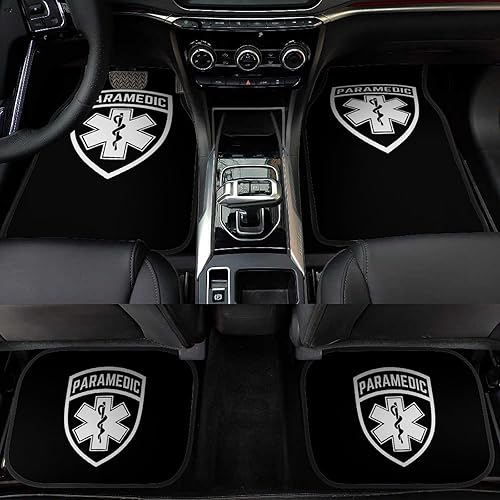 Miniatura 6 de Paramedic Medic EMS Star of Life EMT Impreso 4 piezas alfombrillas para piso de coche automotriz delanterotrasero alfombra protectora almohadilla