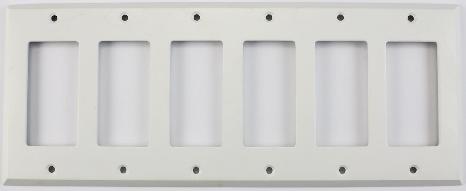 Classic Accents Painted Stamped Steel Switch Plates - (6 Gang GFCI/Rocker Opening, White)
