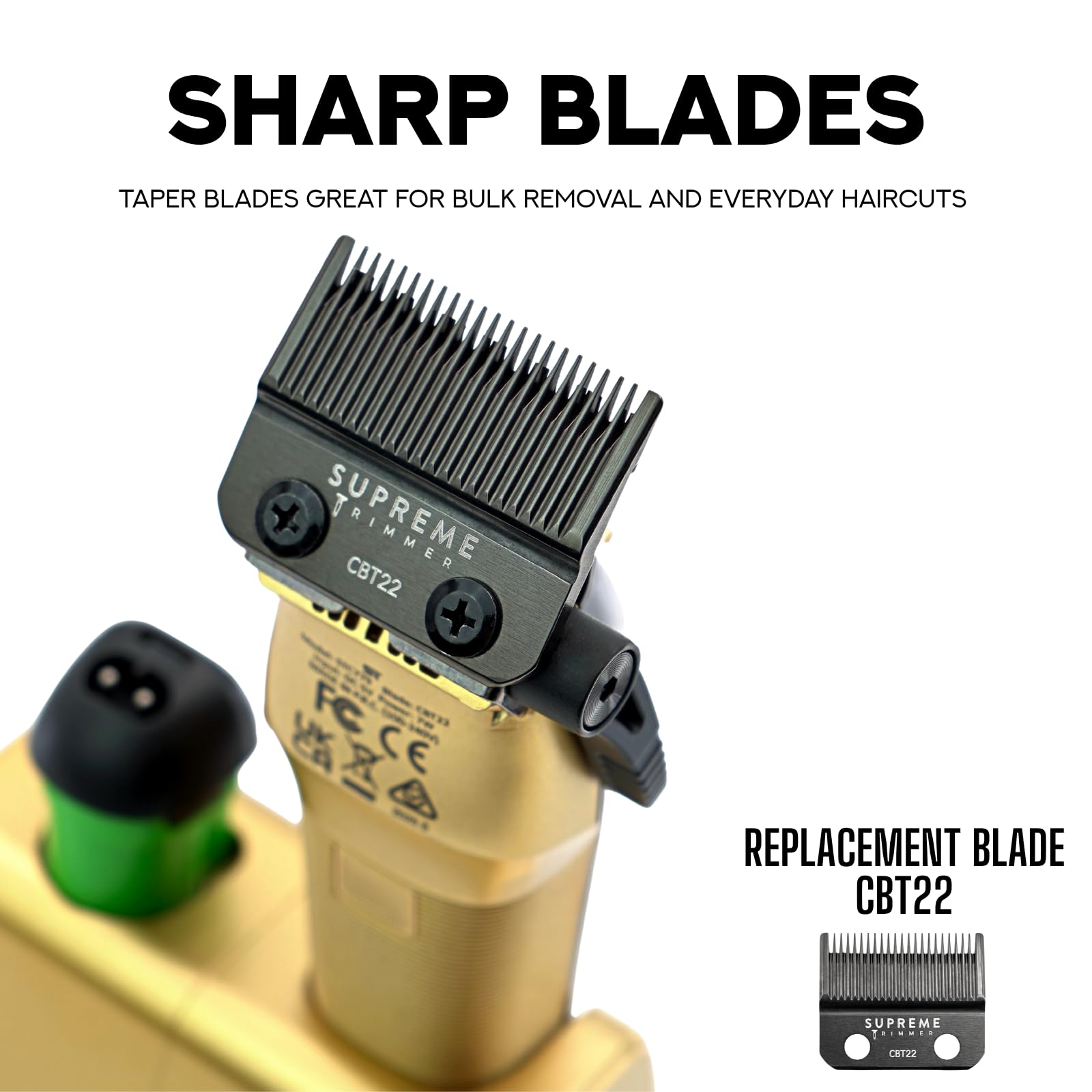Supreme Trimmer Recharge Clipper - Professional Hair Clipper with 2 Removable Batteries, Brushless Motor, Smart Charge Stand, USB-C Charge & DLC Blades Barbers | STC779
