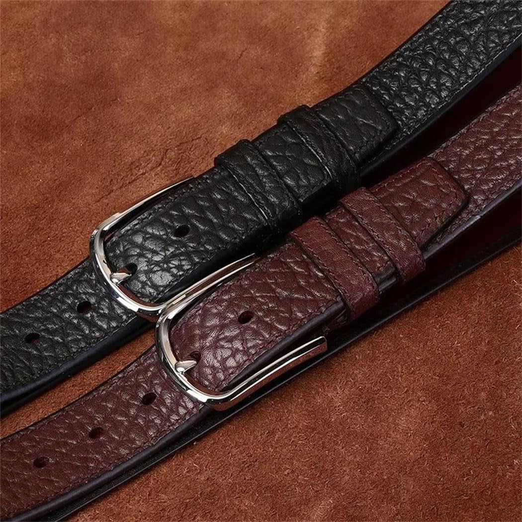 Men's Leather Belt - 3.8 cm Solid Cowhide with Needle Buckle for Business
