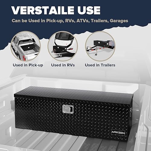 Miniatura 5 de ARKSEN Caja de herramientas de aluminio con placa de diamante de 49 pulgadas, organizador de almacenamiento de camión resistente al agua, para