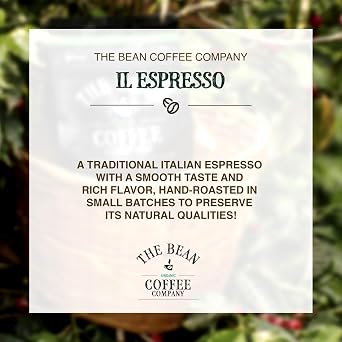 The Bean Organic Coffee Company Il Espresso, Classic Dark Roast, Ground Coffee, 16-Ounce Bags (Pack of 2), Cafe molido tostado organico