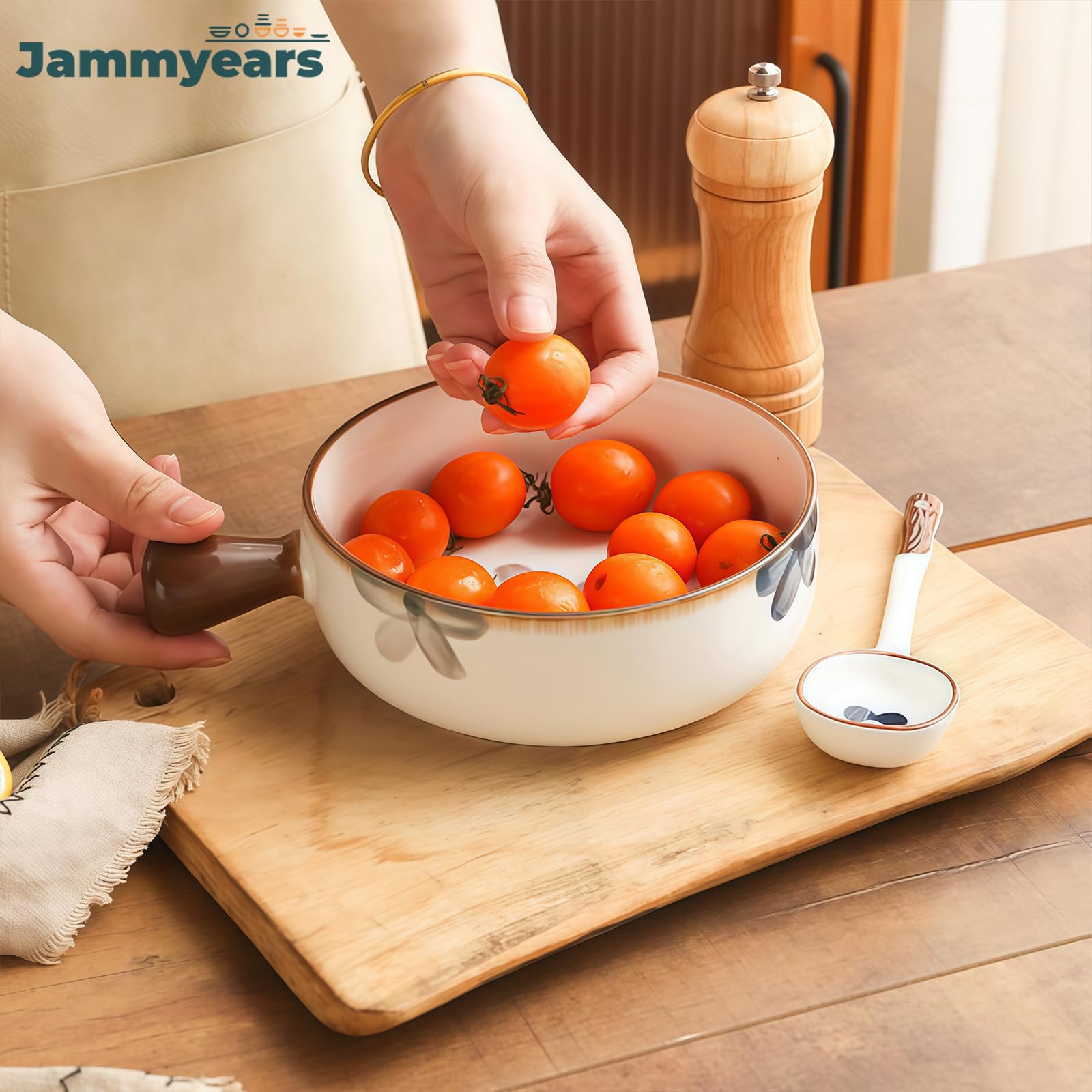 Miska na zupę z uchwytami, ceramiczny kubek do zupy cebulowej, 650 ml, nadaje się do kuchenki mikrofalowej dla łatwego podgrzewania, trwały i stylowy design do użytku domowego lub restauracji, idealny