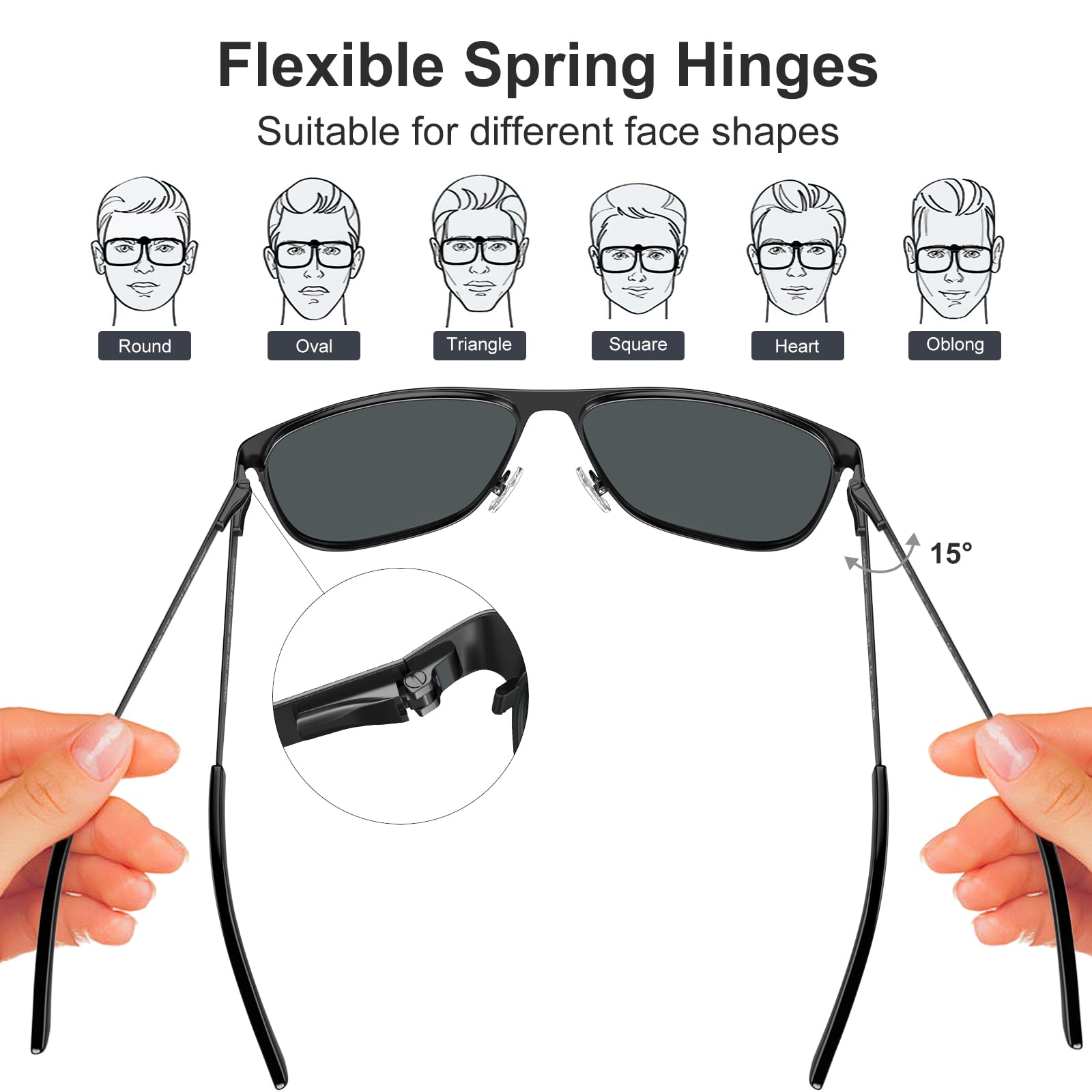 CARFIA Eleganckie Okulary Przeciwsłoneczne dla Mężczyzn Okulary Polaryzacyjne UV400 Okulary do Jazdy Samochodem z Metalową Oprawką Cat.3