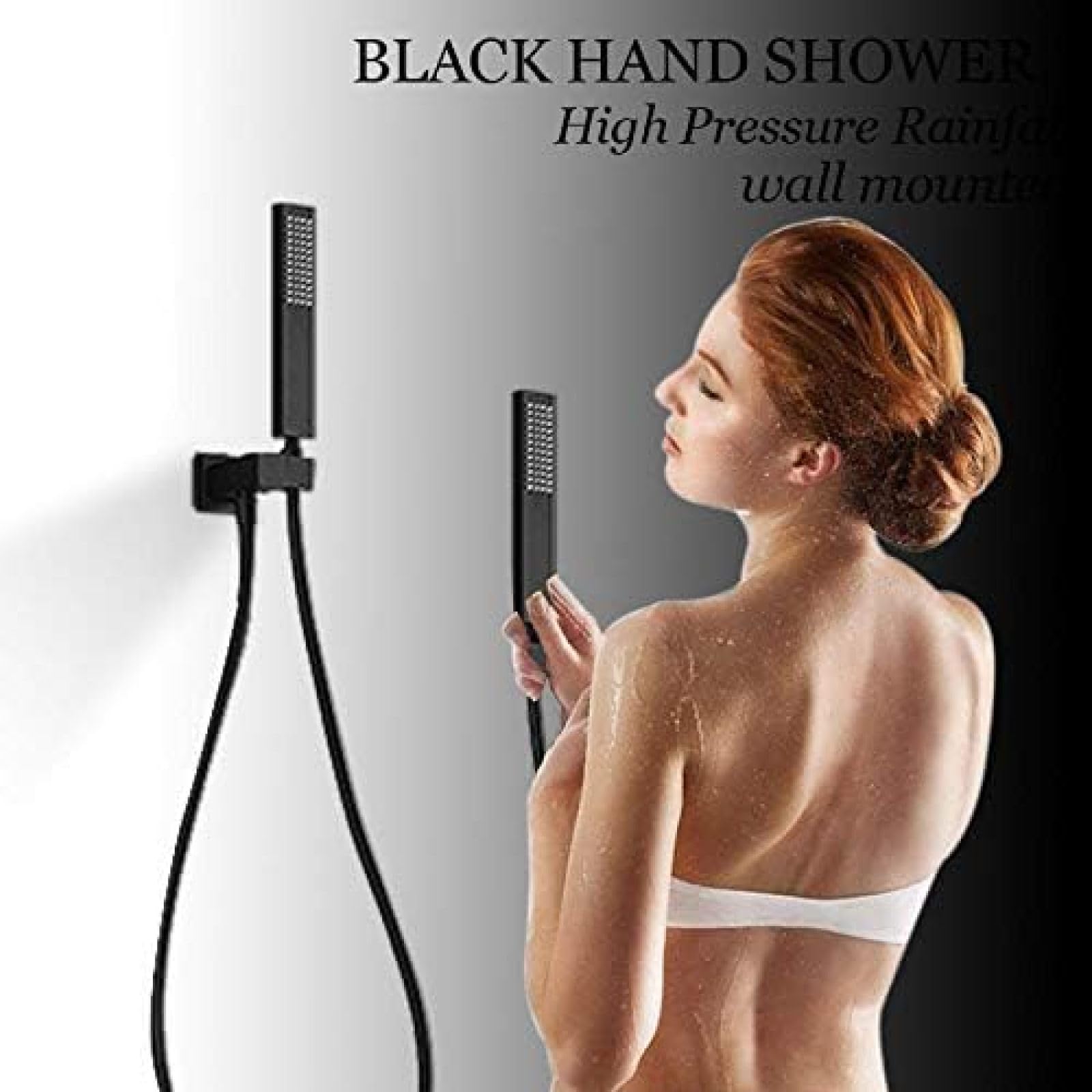 Juego de Grifo de Ducha de baño con LED de latón Negro, Mezclador de Agua fría y Caliente con chorros de Masaje para el hogar, grifos de baño de 10 y 8 Pulgadas para el hogar.