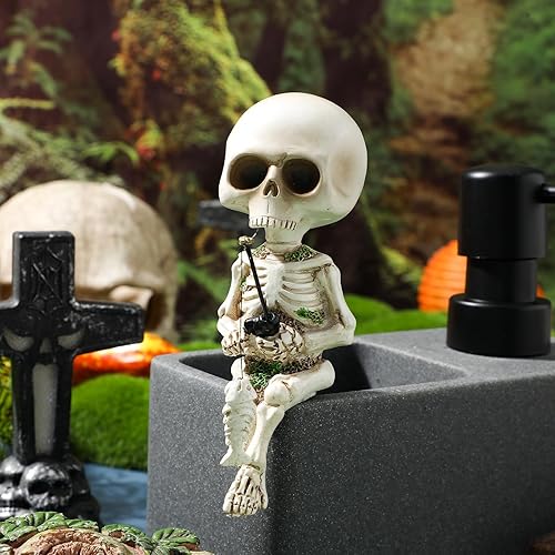 Miniatura 4 de GANAZONO Decoración de esqueleto para acuario, cráneo, peces, reptiles, tanque, decoración, pesca, cráneo, estatua, resina, esqueleto, esculturas,