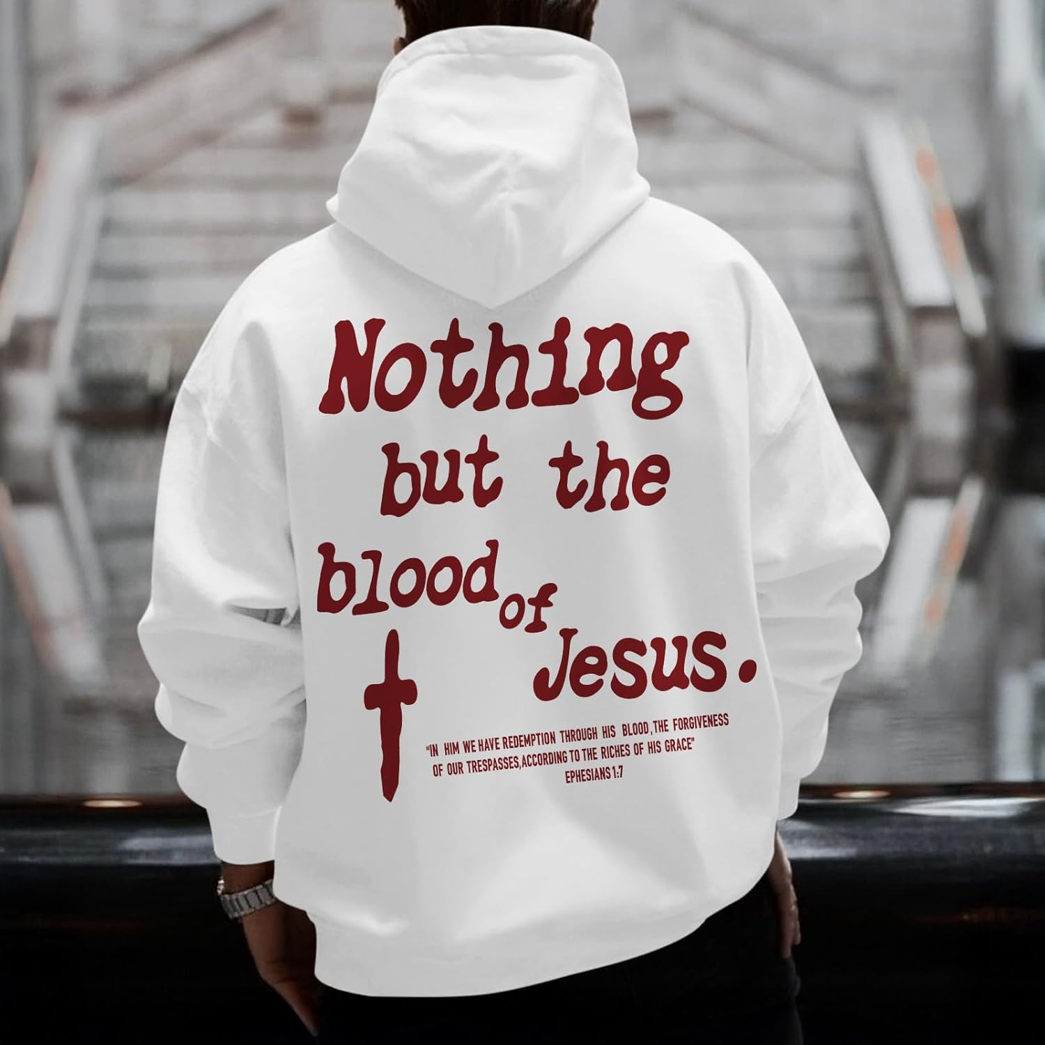 Christian Hoodies for Men Religious Faith Jesus Sweatshirts Inspirational Bible Verse Cross Graphic Hoodie Pullover - Image 5