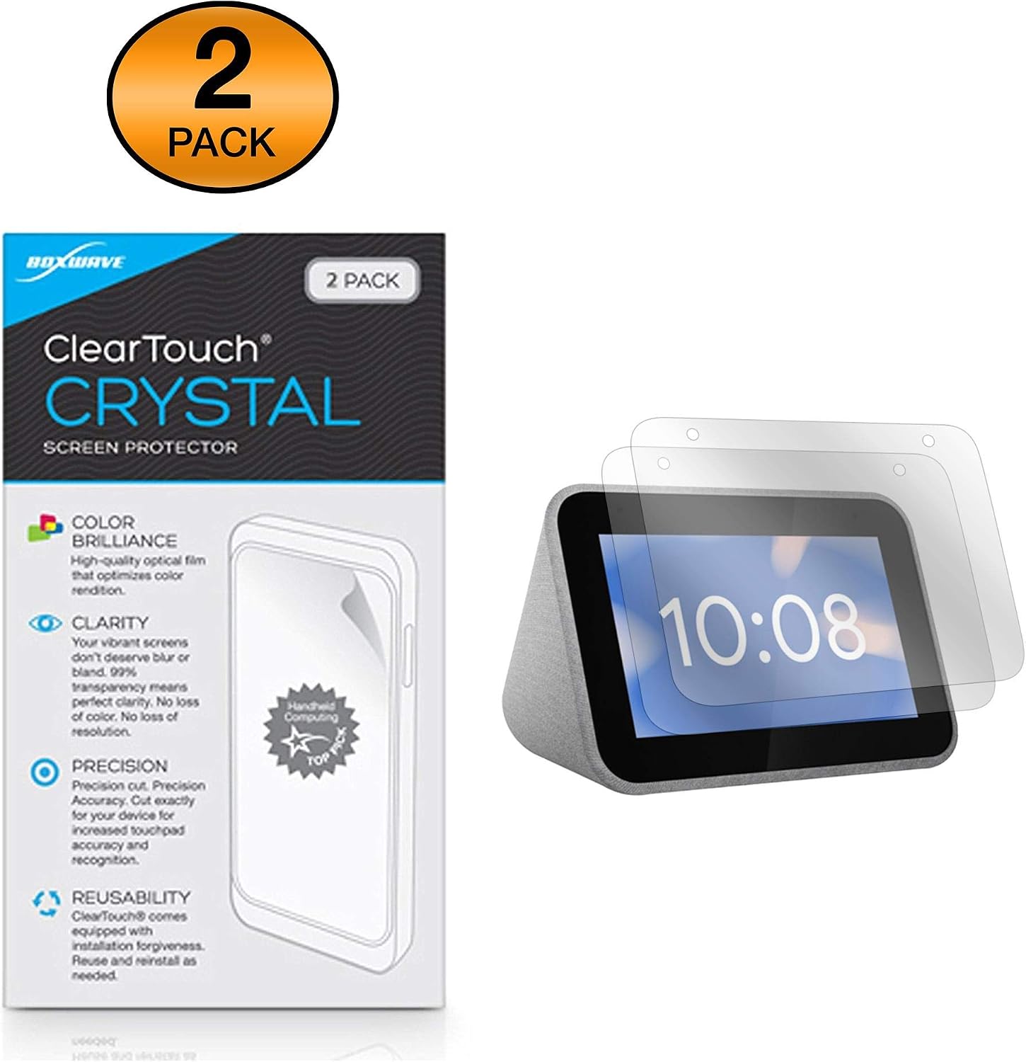 BoxWave Screen Protector Compatible with Lenovo Smart Clock - ClearTouch Crystal (2-Pack), HD Film Skin - Shields from Scratches