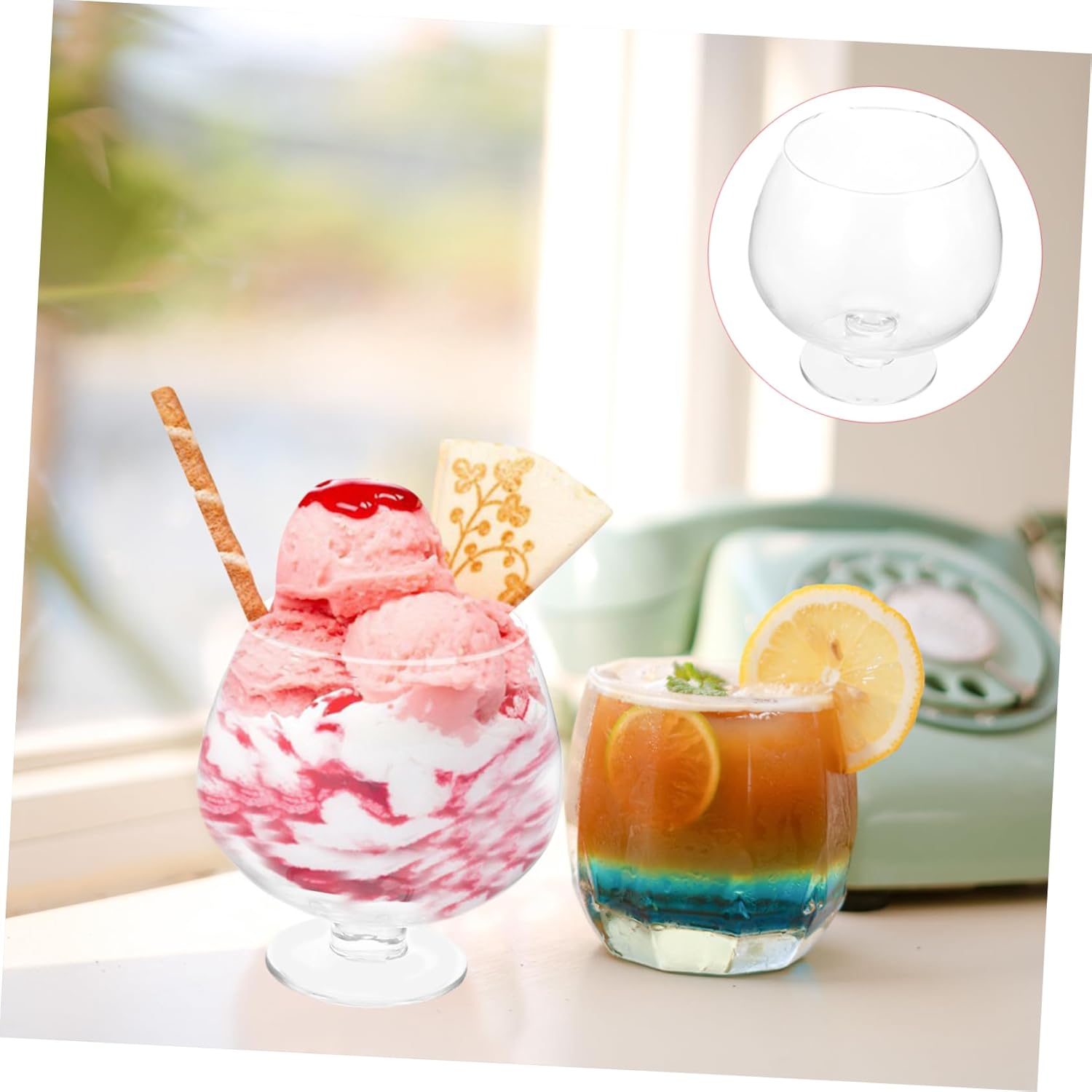 STOBAZA Large Decorative Glass Ice Cream Goblet Fruit Bowl for Desserts and Salads Chic Design for Unique Dining Experience for Parties and Restaurants
