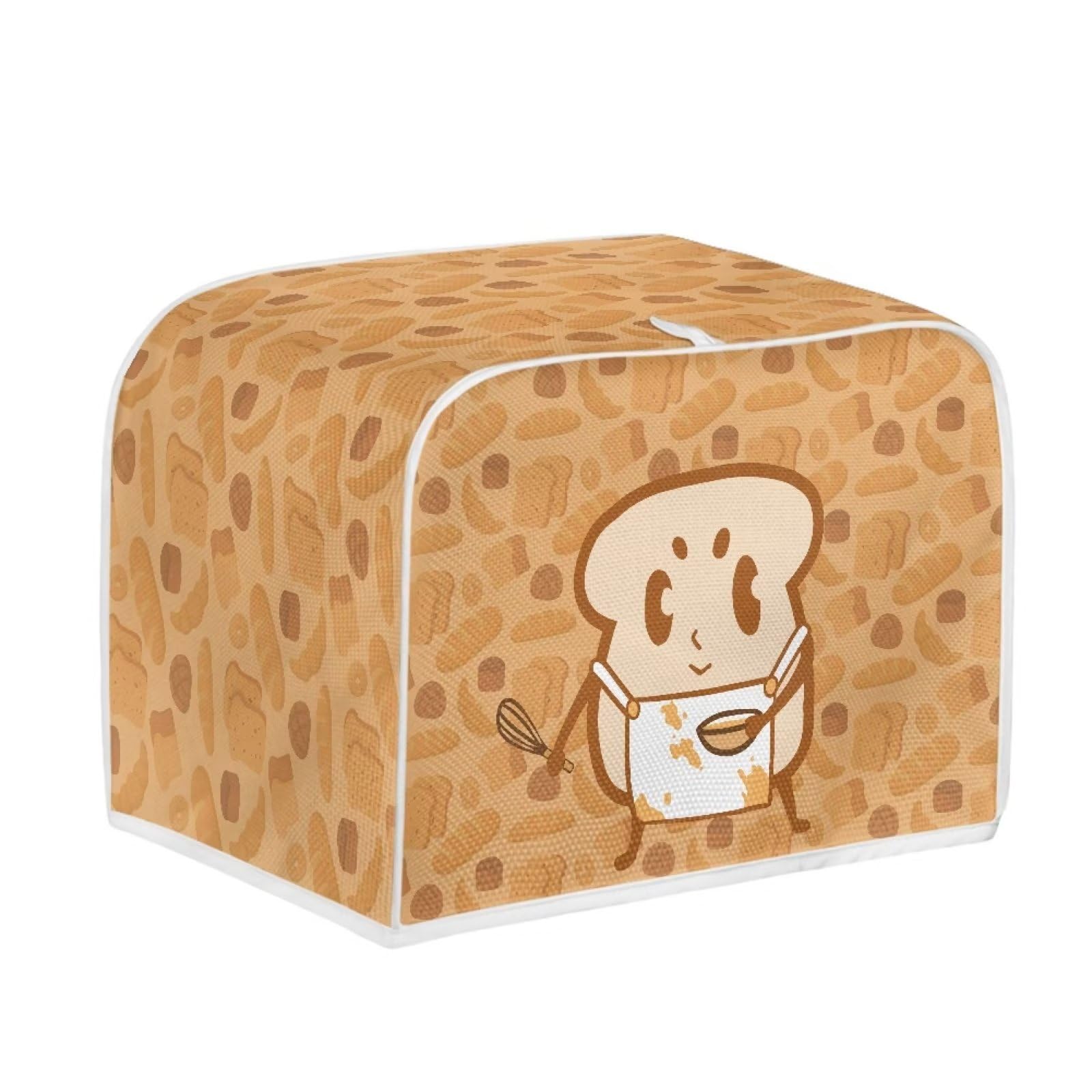JSLXYYBQ Toast Bread Pattern Toaster Cover, 4 Slice Small Appliance Bread Maker Cover for Kitchen, Orange Dustproof Toaster Oven Cover