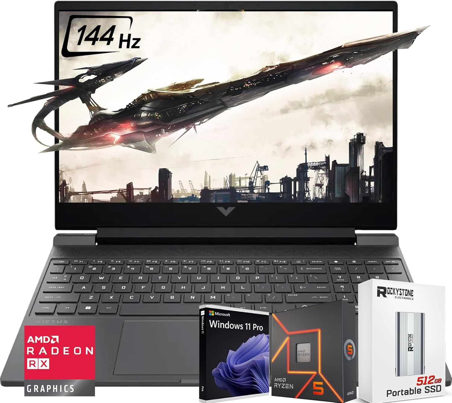 HP 2024 Victus 15.6" 144Hz FHD Gaming Laptop, 6-Core AMD Ryzen 5 7535HS (>i7-11800H), Radeon RX 6550M (>RTX3050), Backlit KB, DTS X Ultra, W/512GB PSD, Windows 11 PRO(32GB GDDR5|1TB SSD)