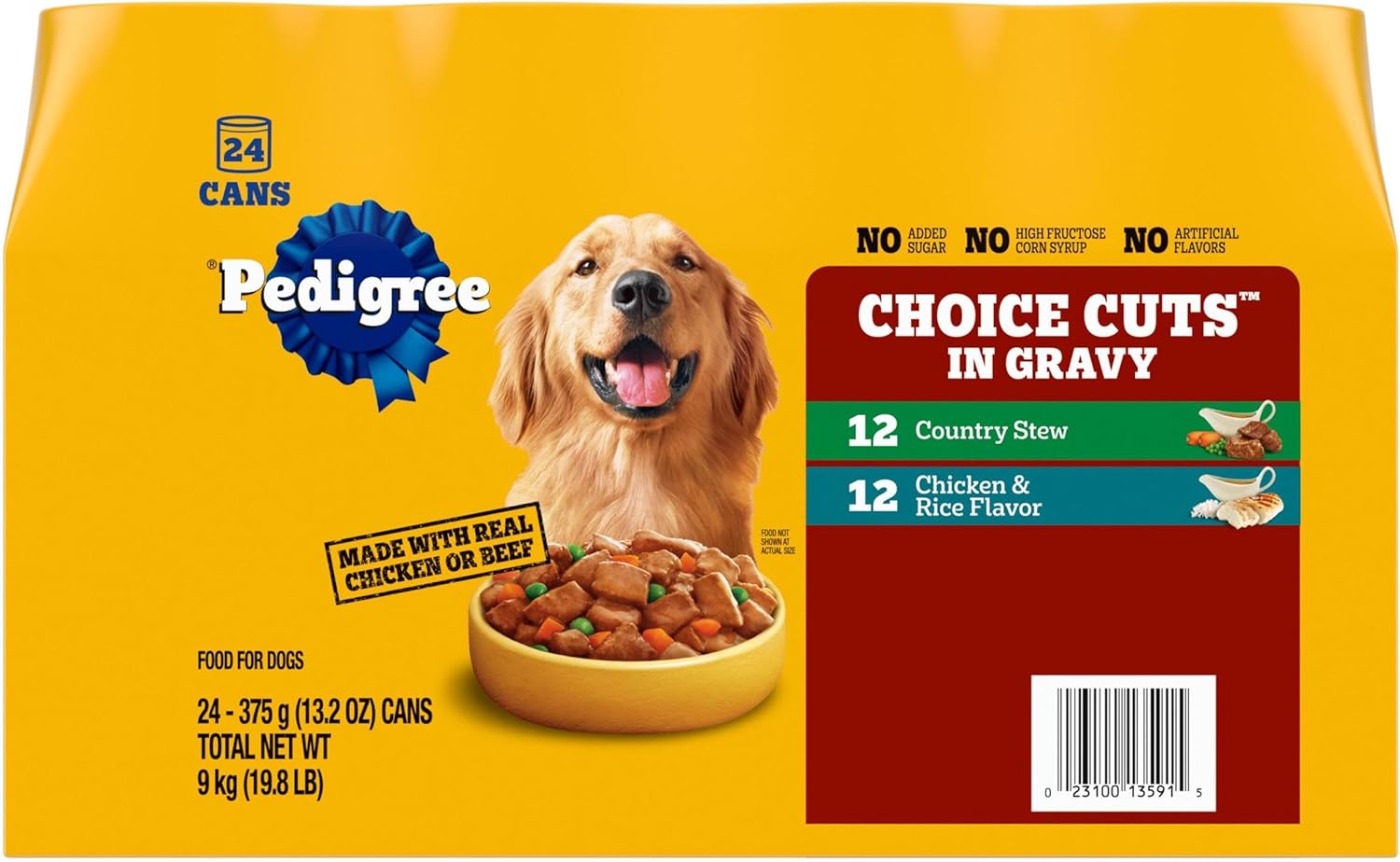 Pedigree Choice Cuts in Gravy Adult Canned Soft Wet Dog Food, Chicken & Rice & Country Stew, 13.2 oz. Cans (24 Count, Pack of 1)