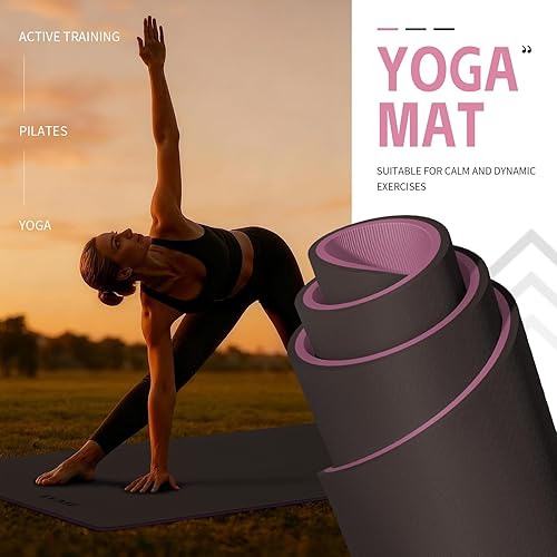 Miniatura 6 de Yoga Mat Non Slip, Anti-Tear 1/4 Thick TPE Yoga Mats for Women and Men, 72"x24" Exercise & Fitness Mat with Carrying Strap, Workout Mats for Yoga,