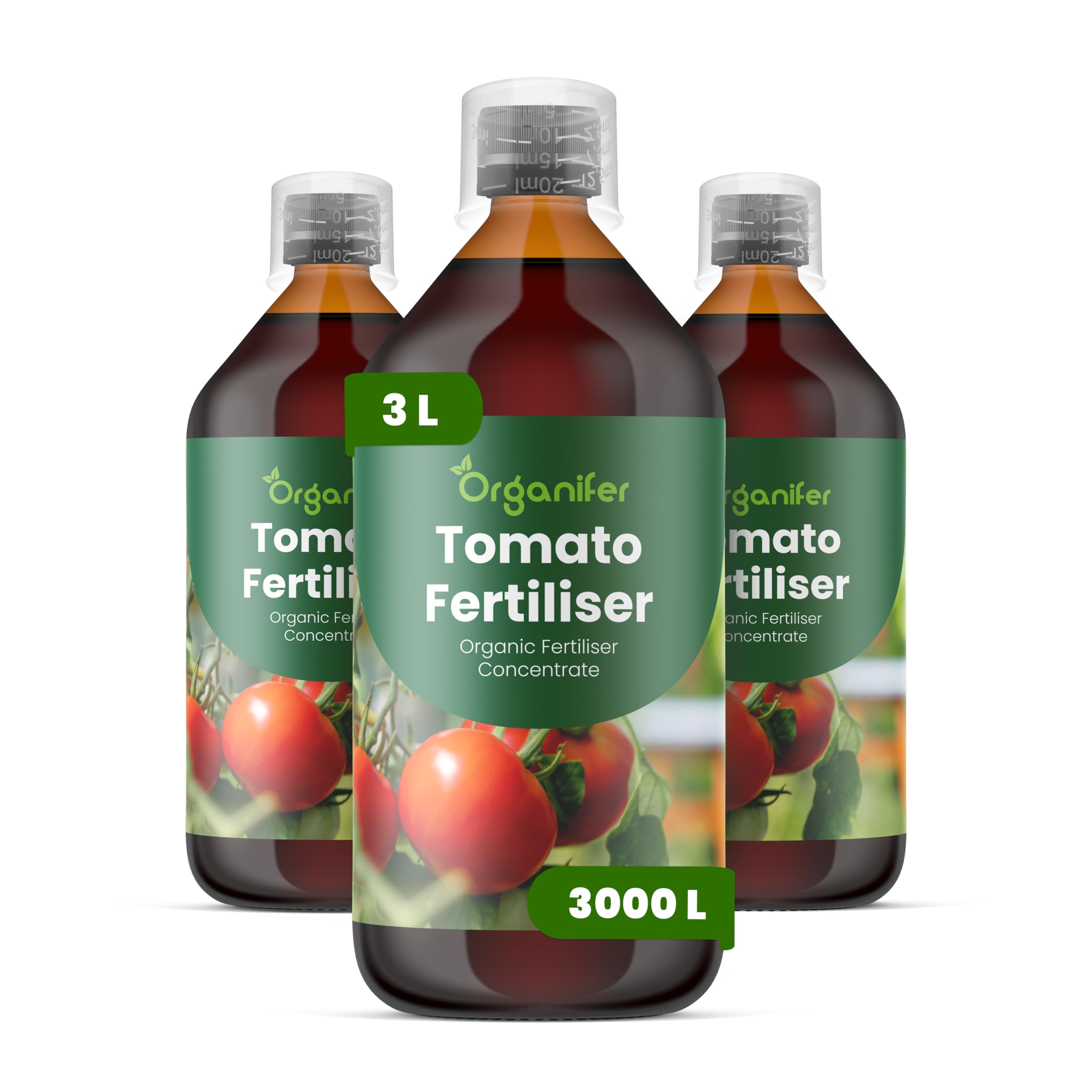 Fertilizzante Liquido Per Pomodoro - 3x1L - NPK 2-1-8 | Concime Per Raccolti Abbondanti E Frutti Sani - Rafforza Radici E Crescita Sana - Organifer