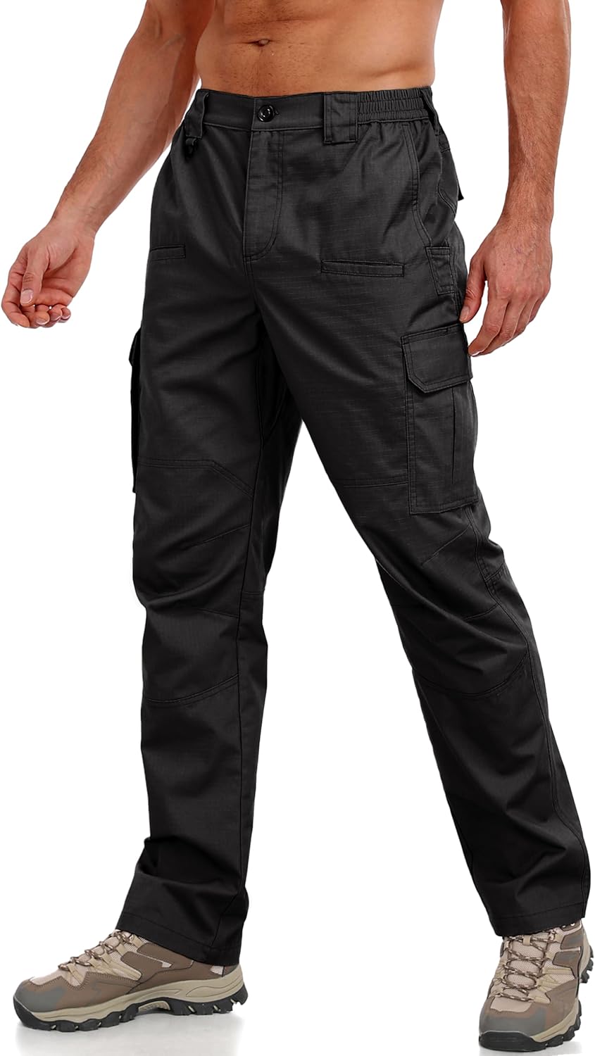 Lzzidou Men's Tactical Cargo Pants Ripstop Lightweight Work Pants Water Resistant Outdoor Hiking Pants with Multi Pockets